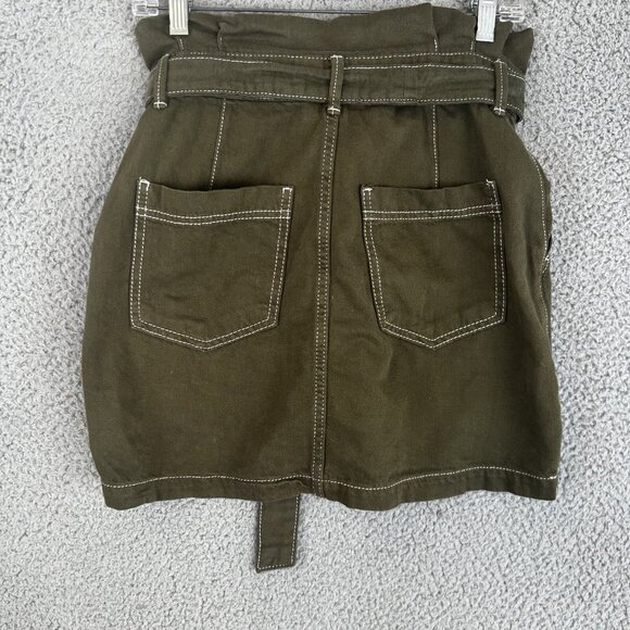 Free People l Splendor In The Grass Army Green Mini Skirt Size Medium 30" - Picture 3 of 6